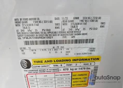 2024 Ford Expedition Xlt Max z USA, uszkodzony, nr VIN 1FMJK1H80REA13521